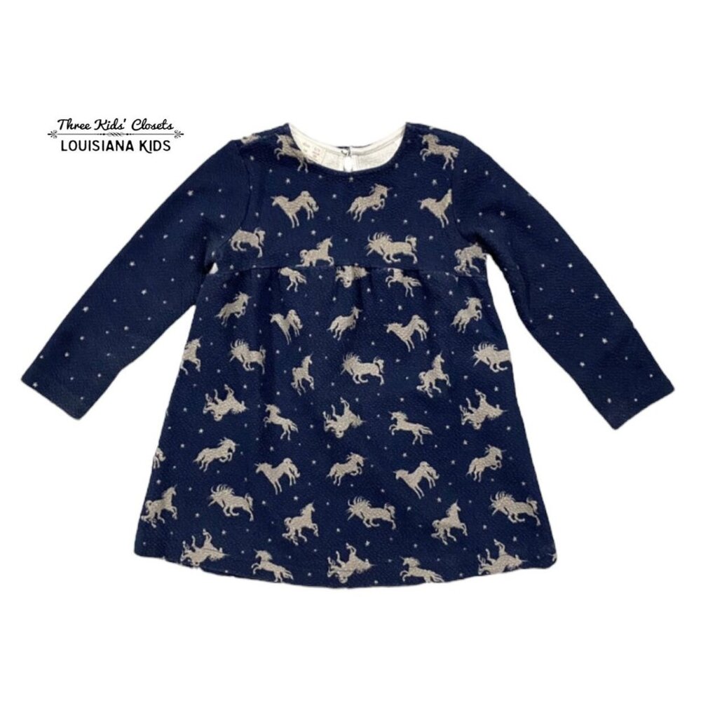 Zara 2-3Y Navy & Sparkly Silver Unicorn Dress